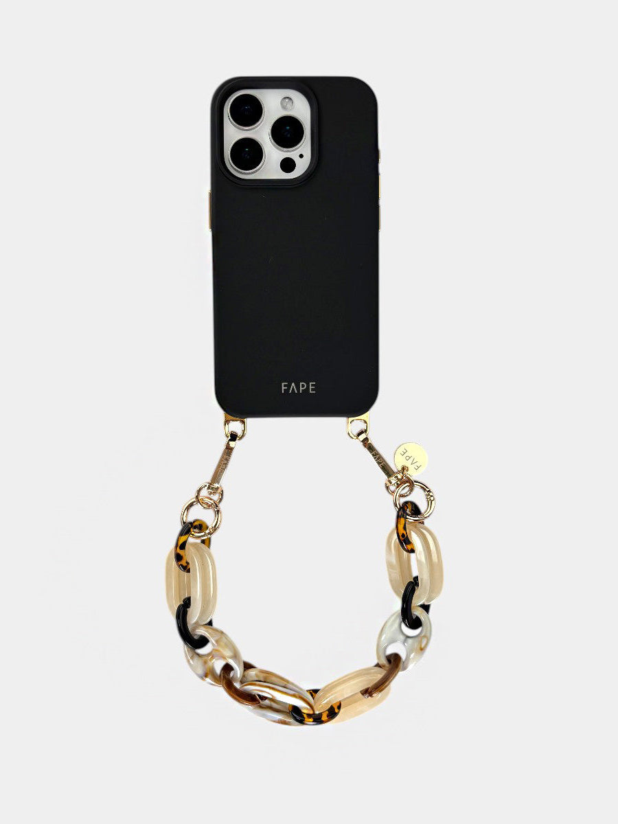 SET ClickLock™-Handyhülle schwarz und Handykette Ella kurz - Gold