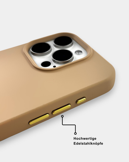 Handyhülle mit abnehmbaren silbernen Ösen - beige