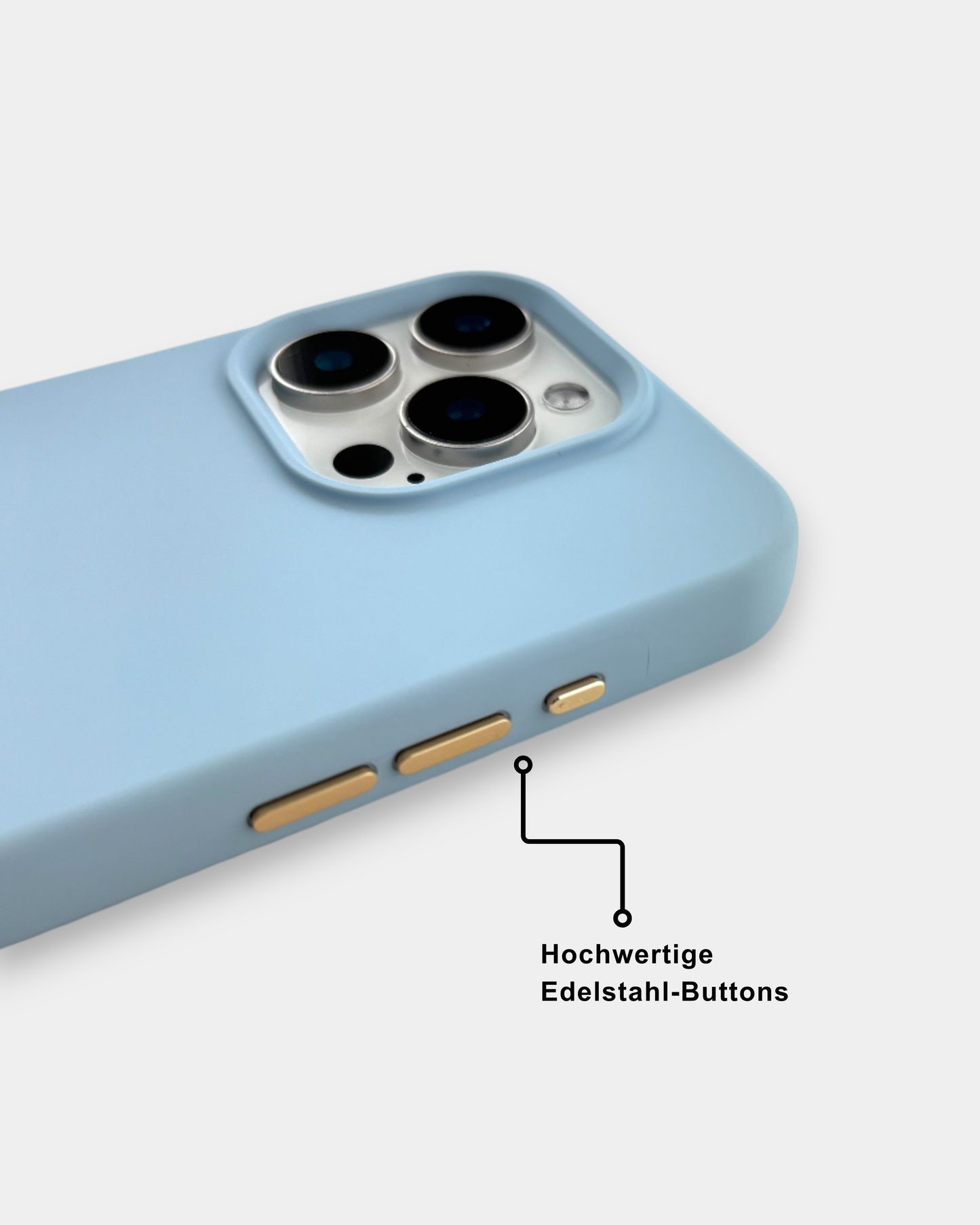 Handyhülle mit abnehmbaren goldenen Ösen - babyblau