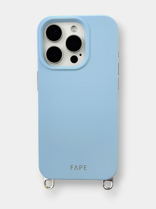 Handyhülle mit abnehmbaren silbernen Ösen - babyblau