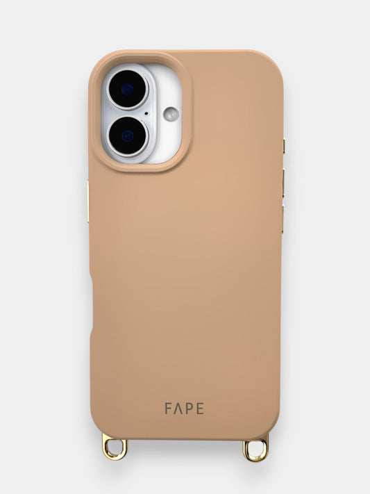 Handyhülle mit abnehmbaren goldenen Ösen - beige