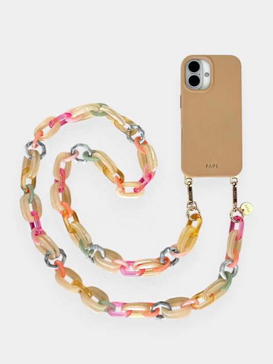 SET ClickLock™-Handyhülle beige und Handykette Kiana lang - Gold