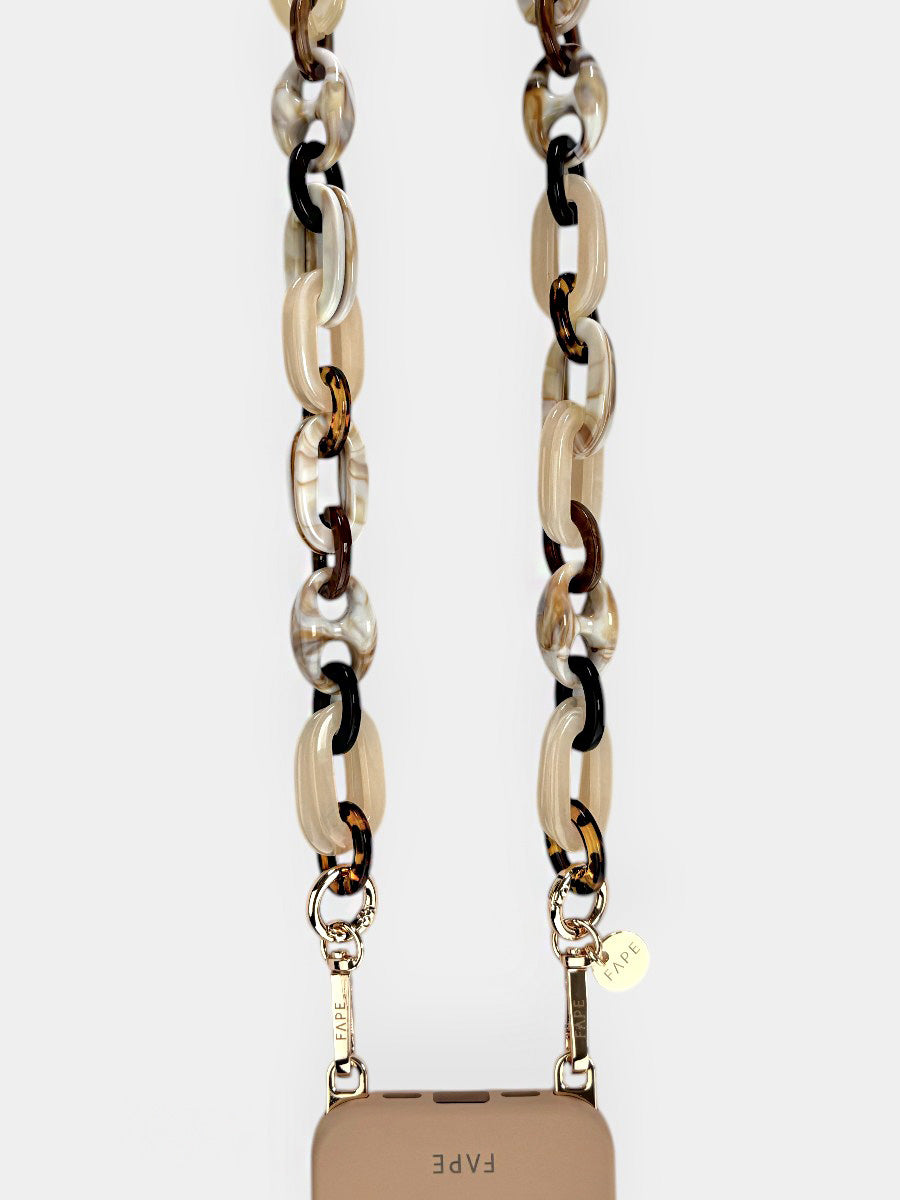 SET ClickLock™-Handyhülle beige und Handykette Ella lang - Gold