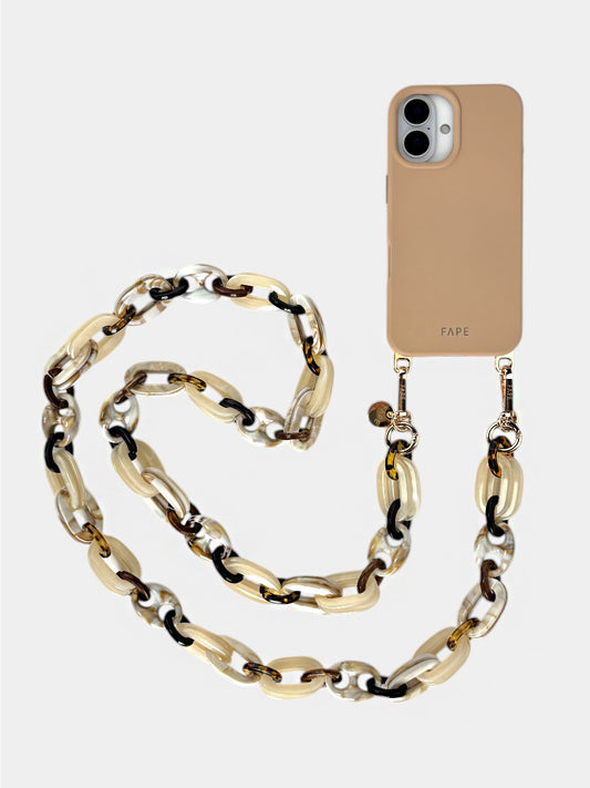SET ClickLock™-Handyhülle beige und Handykette Ella lang - Gold