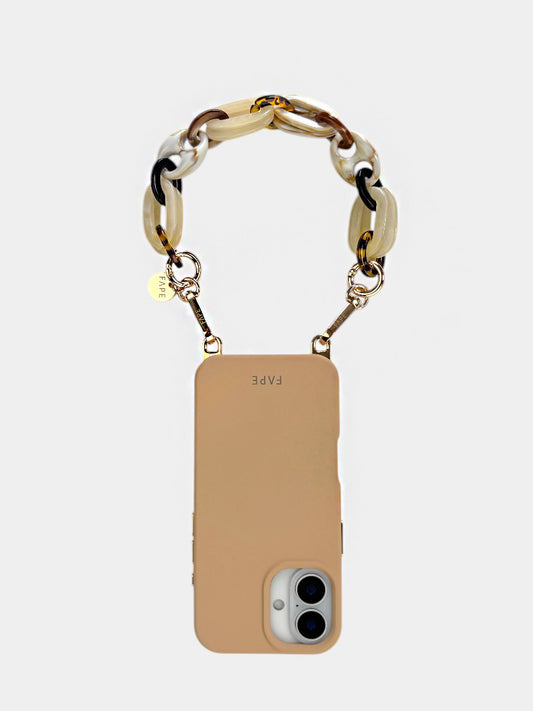 SET ClickLock™-Handyhülle beige und Handykette Ella kurz - Gold