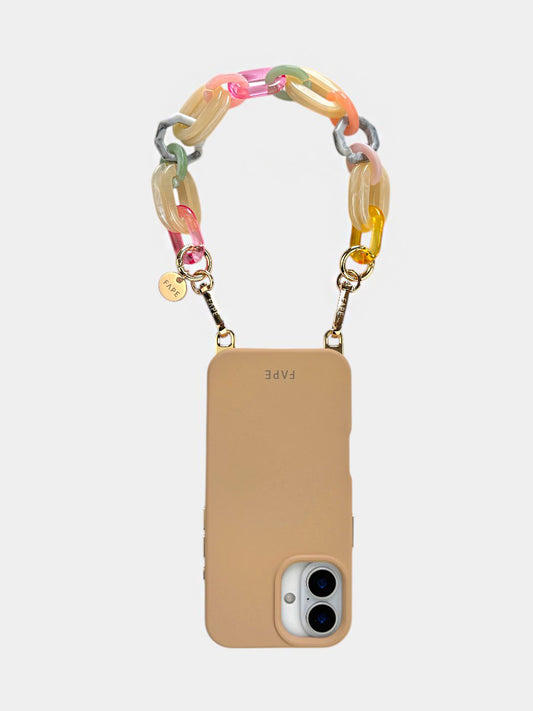 SET ClickLock™-Handyhülle beige und Handykette Kiana kurz - Gold